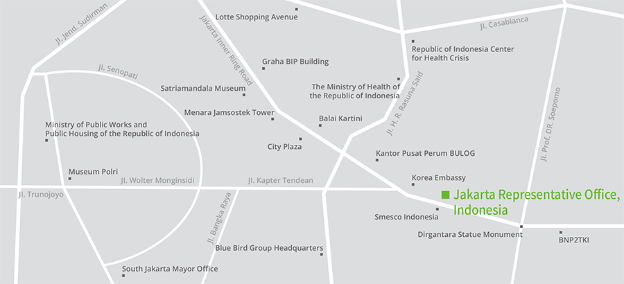 Map of local corporation in Jakarta Representative Office, Indonesia